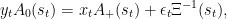  \[
  y_tA_0(s_t) = x_tA_+(s_t) + \epsilon_t\Xi^{-1}(s_t),
 \]